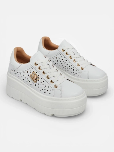 Sneakers sportive me ažurë për femra nga lëkura natyrale Atelle