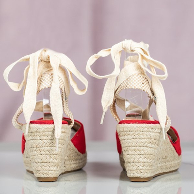 Red espadrilles on a wedge with Margaretta binding - Footwear 1