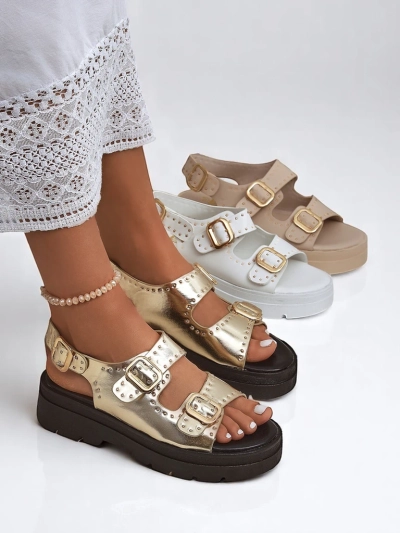 Royalfashion Women's Thick Sole Sandals with Rhinestones Rocky Chic