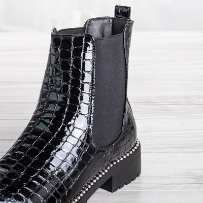 Lakierowane botki ze zwierzęcym tłoczeniem Panya - Obuwie