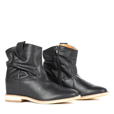 Black cowboy boots on a daress's wedge heel - Footwear 1