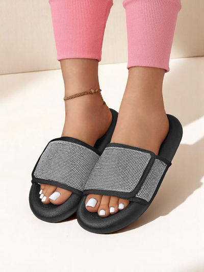 Royalfashion Women's Flat Sole Flip Flops Sparkle Step