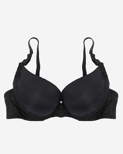 Smooth women's lace bra in black - Underwear