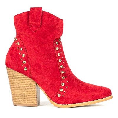 Red cowboy boots on a high Gana post - Footwear