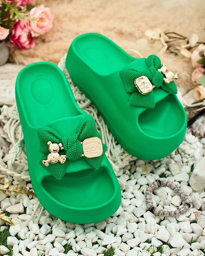 Royalfashion Women's rubber flip-flops with decorative bow Afeen