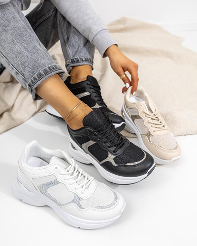 Women's white sneakers with a hidden wedge Waqsy - Footwear