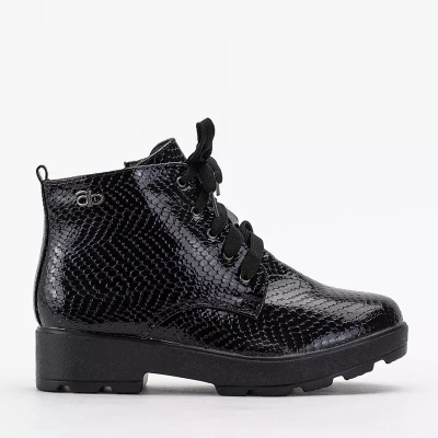 OUTLET Black children's boots with embossing and binding Alamai - Footwear