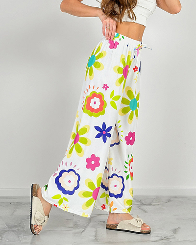 Royalfashion Женские широкие брюки из цветочной ткани