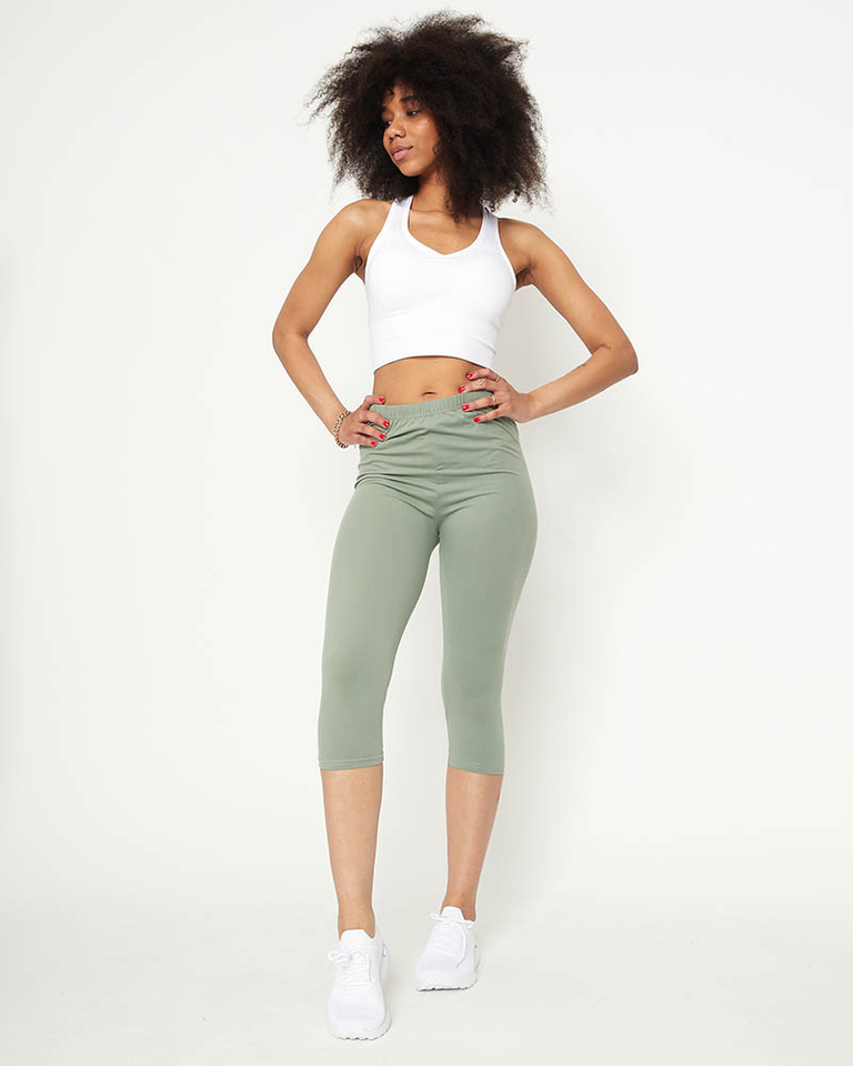 Green women's 3/4 cycling leggings - Clothing