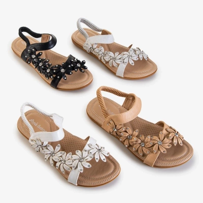 OUTLET Black women's sandals with flowers Aflori - Footwear