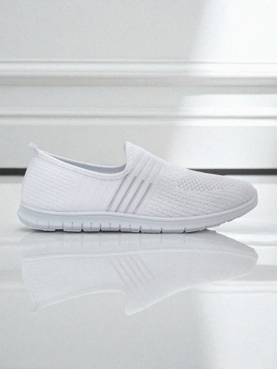 Women's White Fabric Slip-Ons Callisto - Lightweight Shoes for Spring and Summer