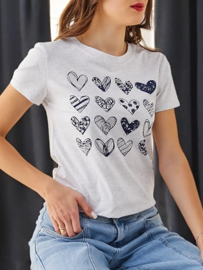 Royalfashion Women's Cotton T-shirt A Lot of Hearts
