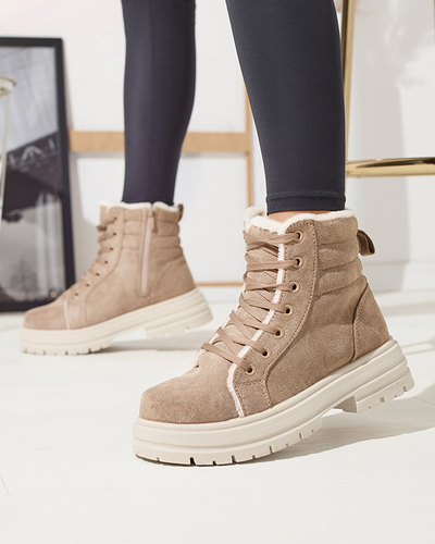 Women's insulated trapper boots in brown color Tivica - Footwear