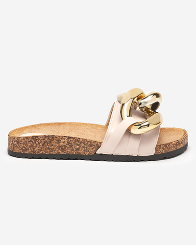 Coralia Royalfashion women's ecru platform flip-flops with chain