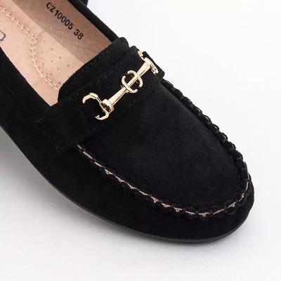 OUTLET Black women's moccasins with Sefarina decoration - Footwear