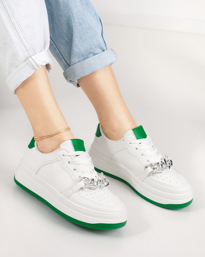 OUTLET White - zaļi sieviešu sporta apavi ar ķēdīti Nevito - Footwear
