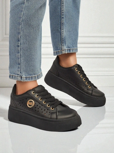 Aurelia Nero - Must Royalfashion öko-nahast platvorm, mudel LH201-8