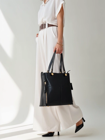 Royalfashion Elegant large women's handbag with pockets
