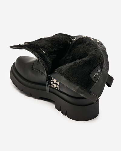 Royalfashion Черные женские сапоги со вставкой из пепита Zatafel