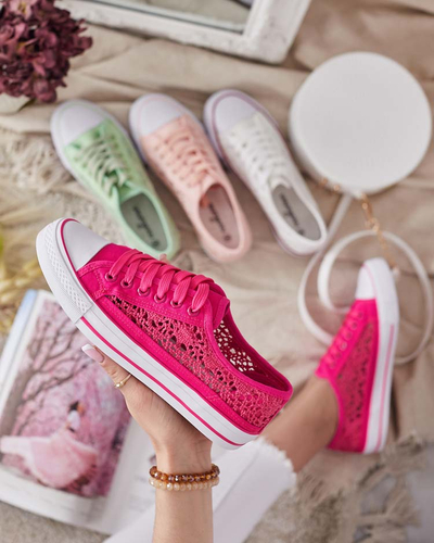 Callista Fuchsia Women's Sneakers - Light Fabric, 2.5 cm Flat Sole