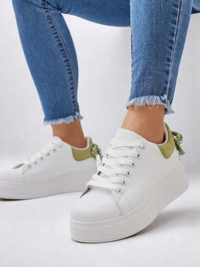 Royalfashion Women's platform sneakers with Ribbon Bow