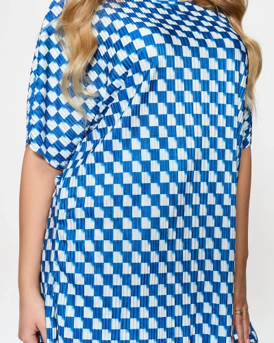 Синий женский комплект с плиссированным узором - Одежда