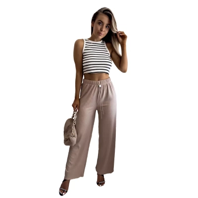Gaiši brūnas sieviešu platās ripveida bikses - Apģērbs