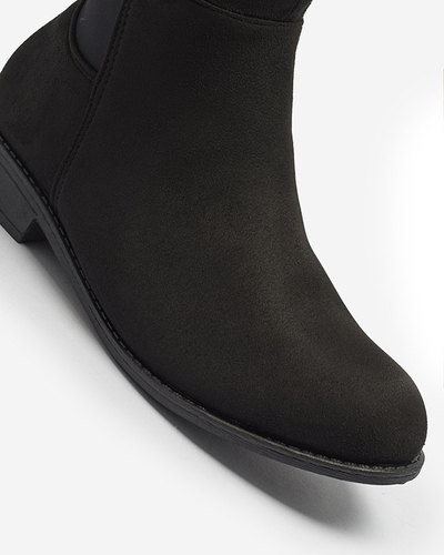 Женские черные сапоги из эко-замши выше колена Doggu- Footwear