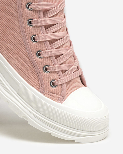 Pink women's high ribbed sneakers Somali - Footwear