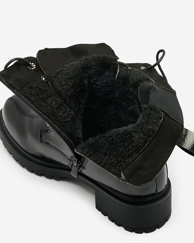Royalfashion Черные женские сапоги-багги из экологической лакированной кожи Gaddaxa