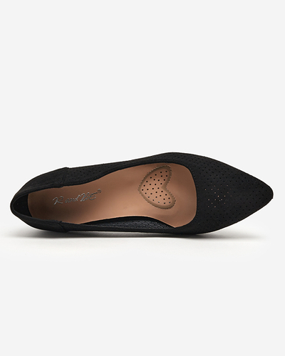 OUTLET Ladies' black openwork pumps on the Kalirso post - Footwear