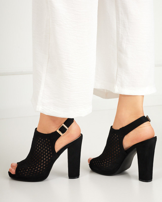 Black women's openwork sandals on a post Melliani - Footwear