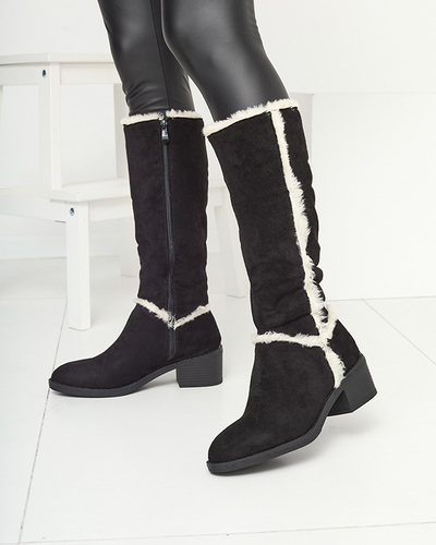 Black women's boots with fur Zerriva- Footwear
