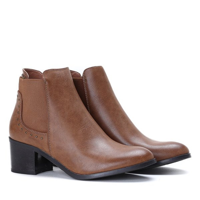 Brązowe botki z dżetami Sunset Lover - Obuwie