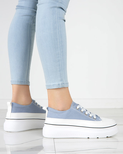 OUTLET Blue and gray women's sneakers on the Veritar platform - Footwear