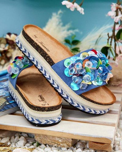 Royalfashion Women's Loassa rhinestone flip-flops