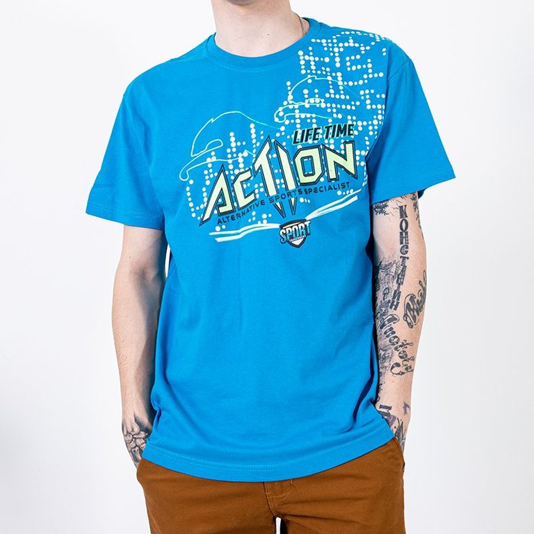 Blue men's cotton t-shirt - Clothing