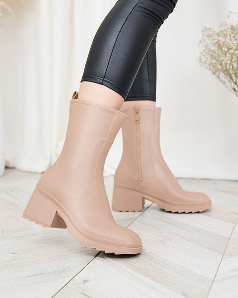 Royalfashion Beige matte women's wellingtons a'la boots Tentiris