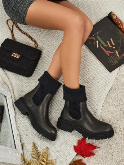 Women's Eco-Leather Ankle Boots with Fur Kesy