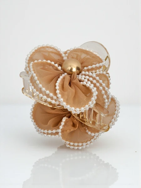 Royalfashion Hair Clip with Pearls and Tulle Flower