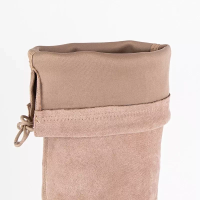 OUTLET Beige women's over-the-knee boots Lokitas - Footwear
