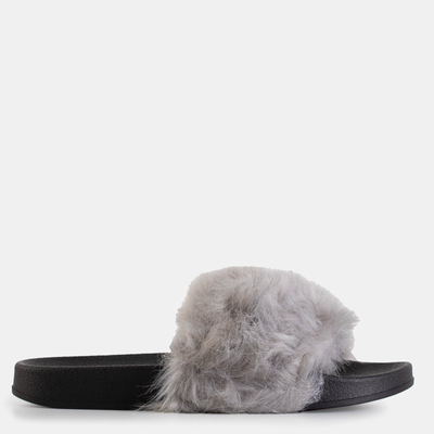 Light gray women's slippers with fur Danita - Footwear