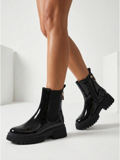 Lakierowane Botki damskie eko skórzane Calebi