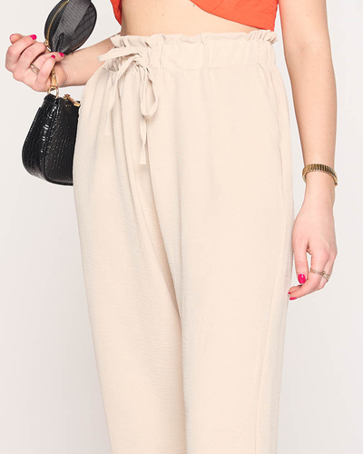 Women's fabric trousers in beige color PLUS SIZE - Clothing