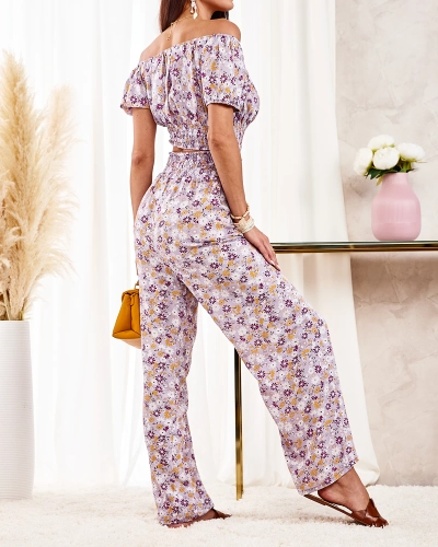 Royalfashion Purple two-piece women's floral set