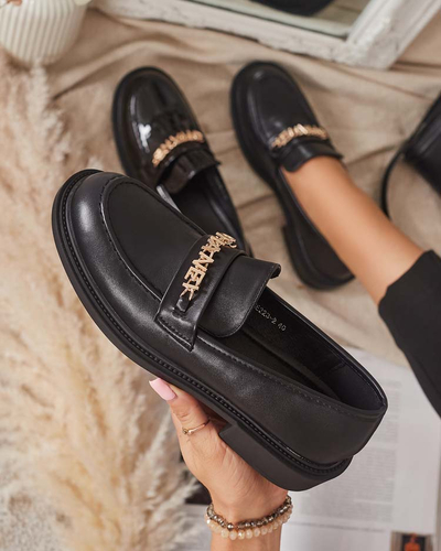 Royalfashion Lacquered women's moccasins in black Kerifi