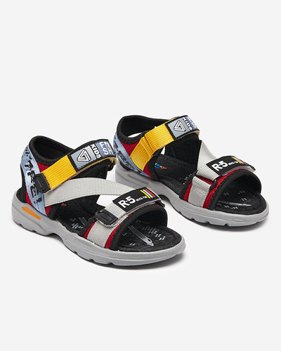 Серые сандалии для мальчика с цветными вставками и надписями Реберик - Обувь