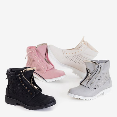 OUTLET Pink women's openwork trappers Ice Love - Footwear