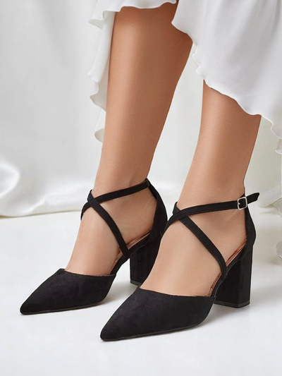 Royalfashion Women's eco-suede pumps with Kanastru straps