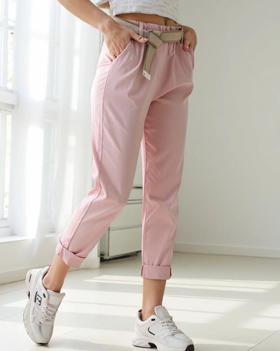 Royalfashion Viscose straight women's trousers with a belt